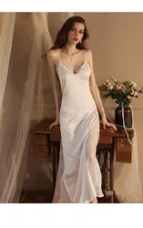 2022 New Autumn Winter Sexy Nightgown Plus Long Bathrobe Pajamas 2 Piece Set Sleepwear Women Long Sleeve Satin Pajamas
