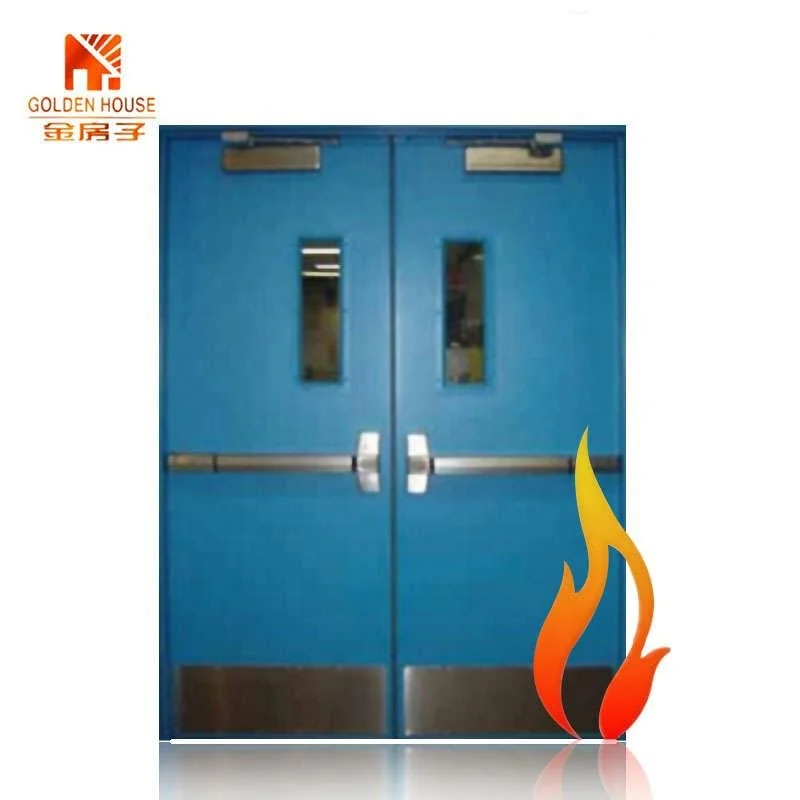 UL Certificate approved Narrow Double leaf 90 minute commercial Fire Rated Steel Door for emergency exit