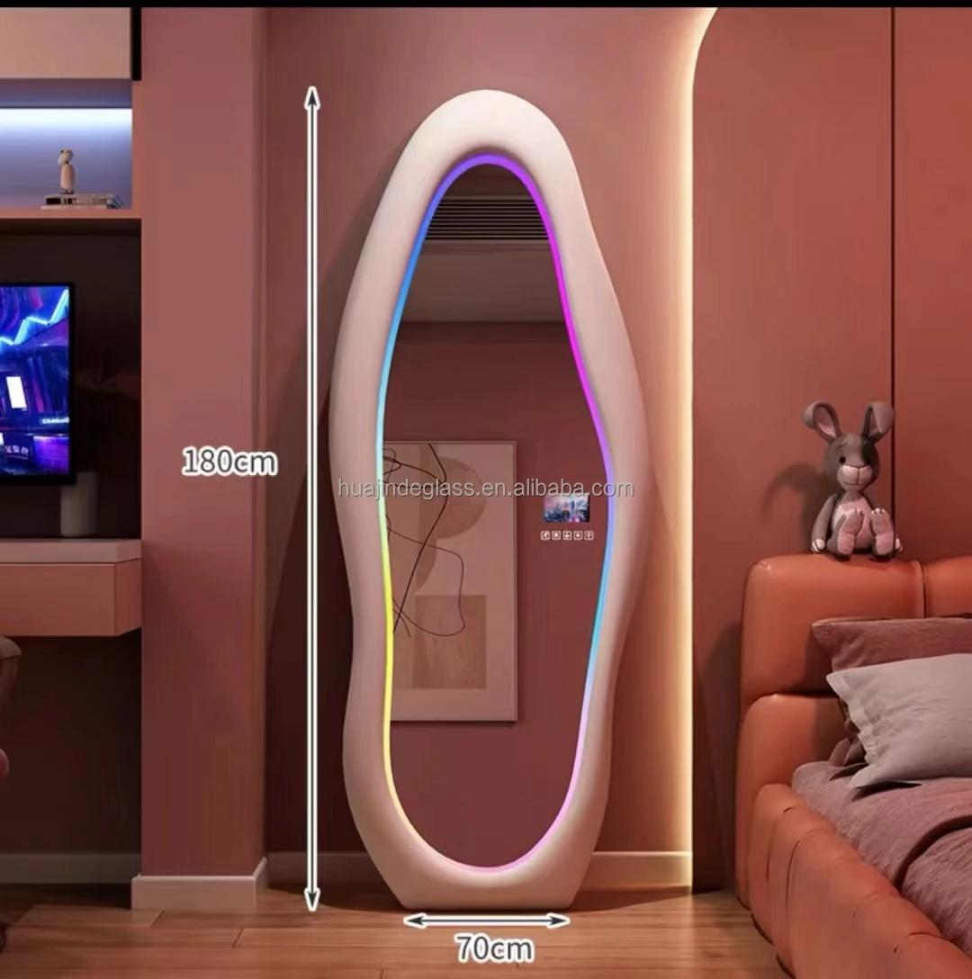 Soft-Framed Floor-Standing Wave Dressing Mirror Customizable Living room dressing Mirrors