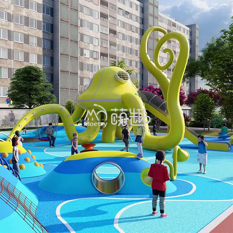 Moetry Huge Octopus Playground Slide Custom Design Ocean Animal Theme Kids Outdoor Play Equipment for Urban Public Park