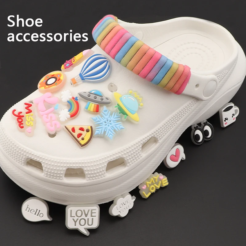 2024Shoe Luminous Charms Set for Clog Sandals Decoration DIY Shoe Charm Pins Men Women Kids Letters Rainbow Food