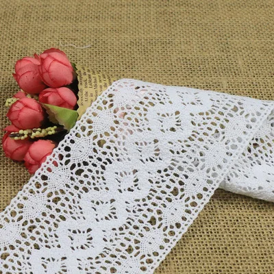 Оптовая продажа с фабрики, дешевое вязаное хлопковое кружево 8,5 см, хлопковое кружево с вышивкой