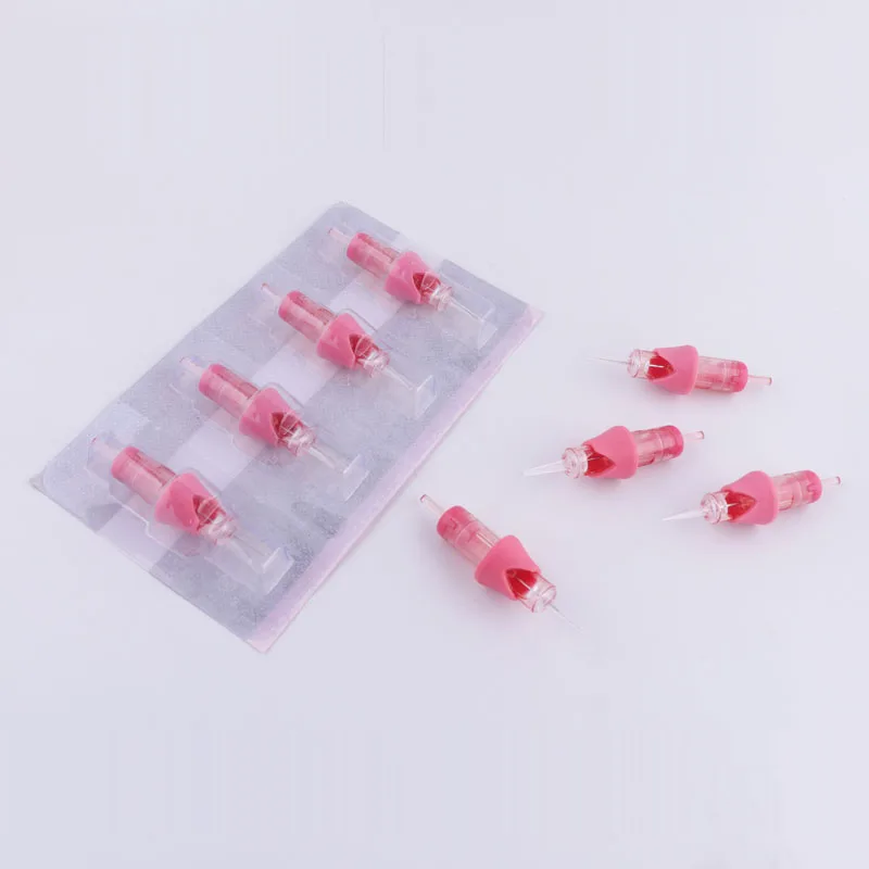 PINK VIPER-Clear Long Tip, Finger Ledge universal cartridge pmu needle 1RL 0.18mm Hair Stroke Long Tattoo Needles Cartridge