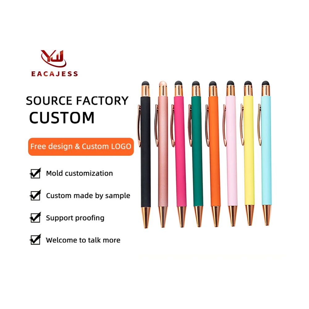 EACAJESS custom luxury 2 in 1 metal multi function tool capacitive stylus custom for writing logo pen wholesale