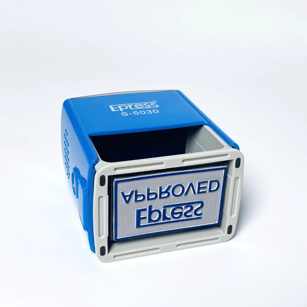 Custom Rubber Seal Stamp Machine 50 * 30 mm Rectangle Shiny Self Inking Stamp Making Machine Automatic Office Seal Stamp Machine