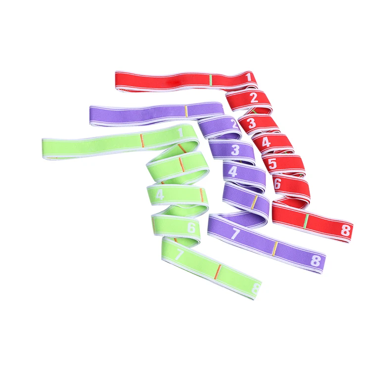 30mm jacquard soft Multi-segment Yoga Latin Dance 8 Grid Correct Posture Stretch Fitness Exercise Band Belt elastic band for gym
