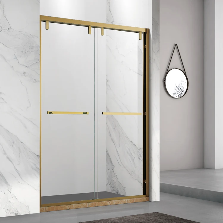 2023 Hot Selling Fashionable Design Luxury Bathroom Stainless Steel 304 Double Sliding Door Tempered Glass Shower Door