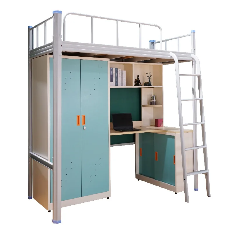Bedroom Furniture Wholesale Double Queen Full Size Industrial Metal Frame Iron Metal Bunk Loft Beds With Single Bed Or Desk
