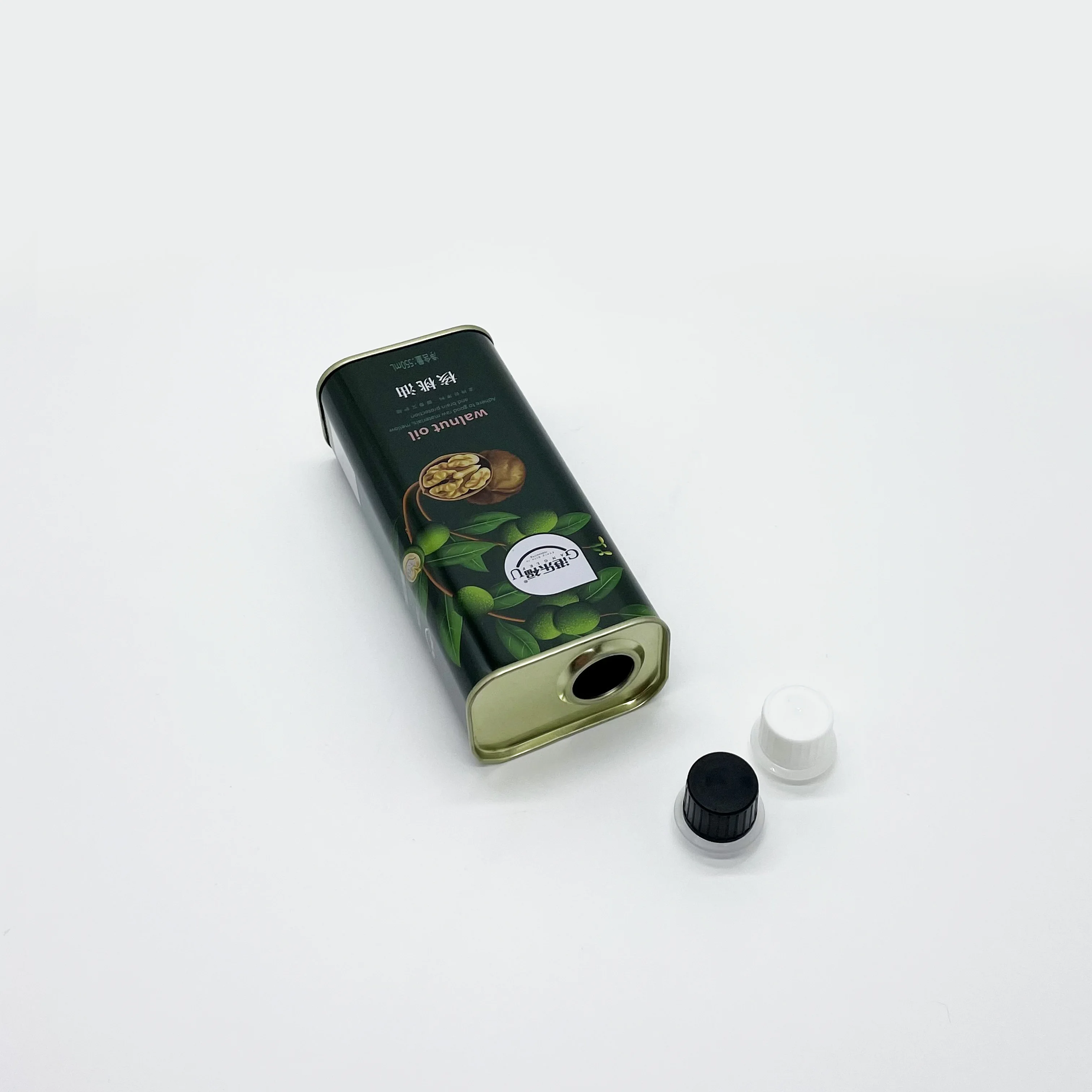 Food safe tinplate oil packaging 550mL square edible oil metal tin can with lid