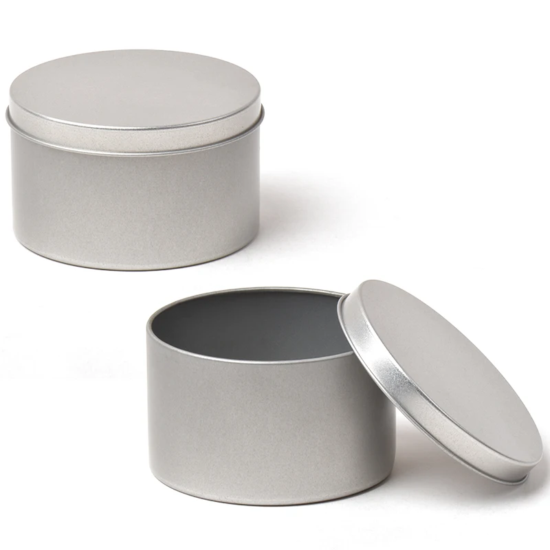 Customized Food Grade Candy Hair Removal Cream Wax Round Tinplate Can Candle Metal Jars Rose Gold 8Oz Tin Box With Clear Lids