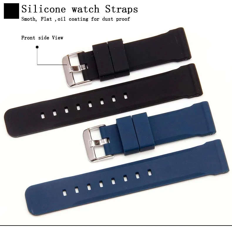 Ремешок силиконовый для часов, спортивный Мягкий Силиконовый браслет с пряжкой из нержавеющей стали, аксессуары для смарт-часов, 22 мм 24 мм