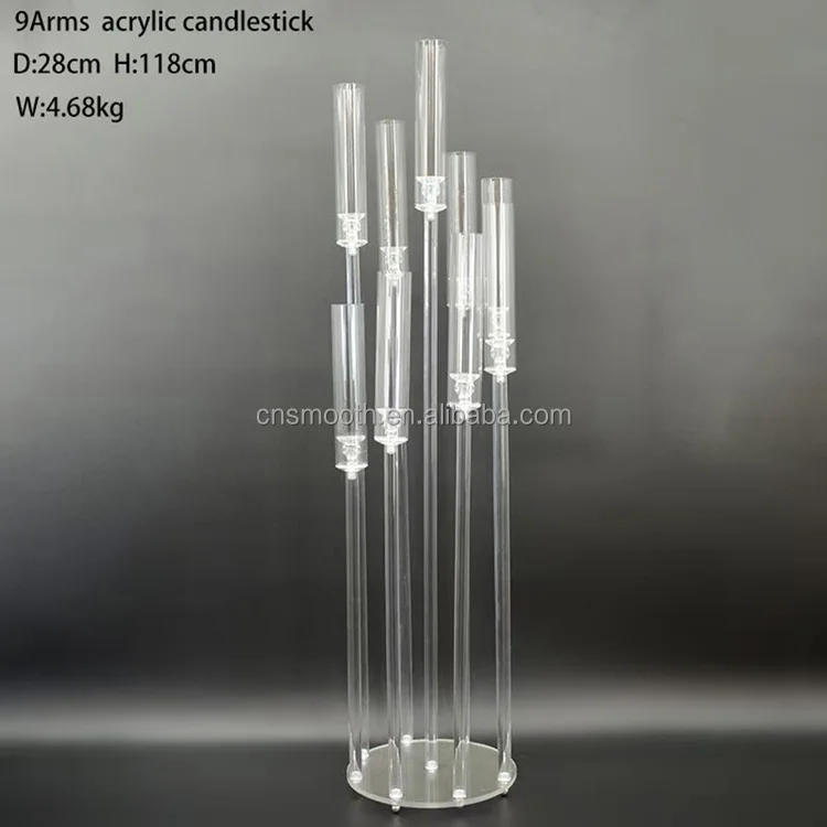 Wedding event decoration 7 arms clear crystal glass candle holder for