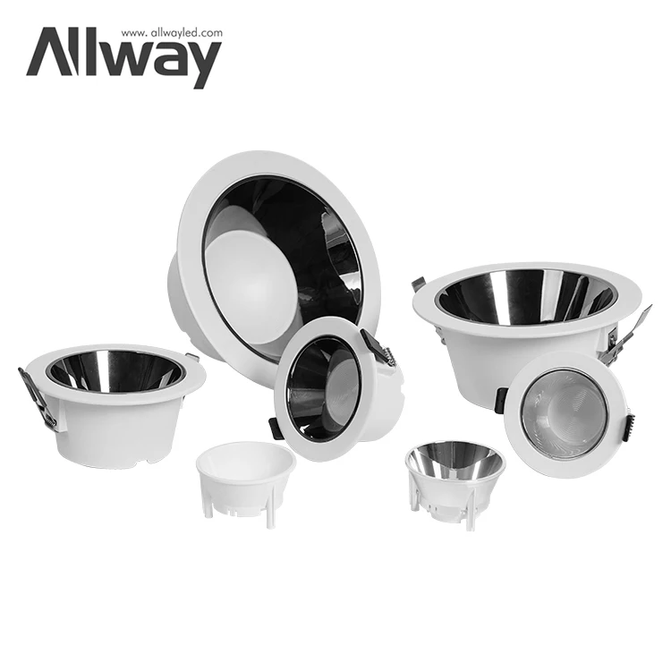ALLWAY High Lumens Ceiling Recessed Indoor Hotel Project 5 7 9 12 15 20 30 Watt Aluminum Housing LED Downlights