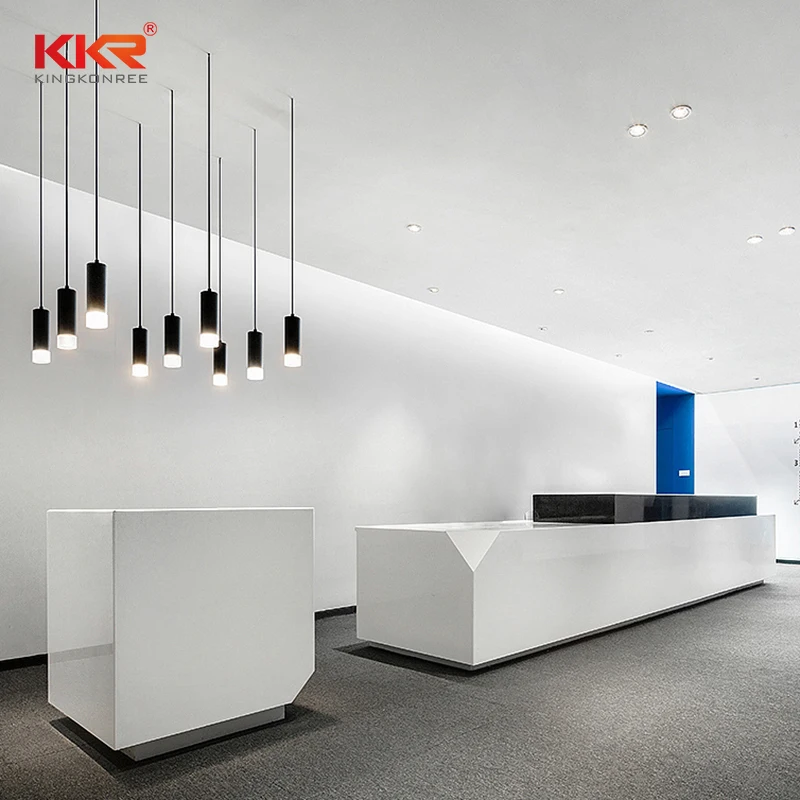 KKR стойка регистрации с твердой поверхностью для салона красоты OEM 3D стол на заказ