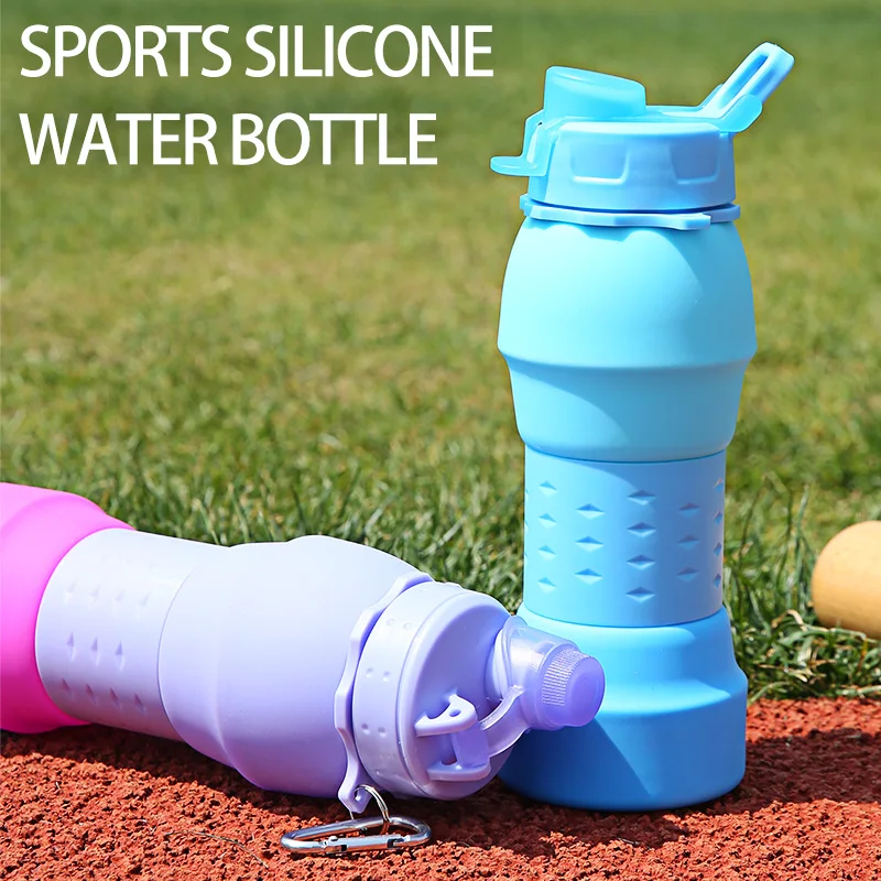 600ML Mix Custom Color Sports Collapsible Silicone Water Bottle For Outdoor Sports And Fitness