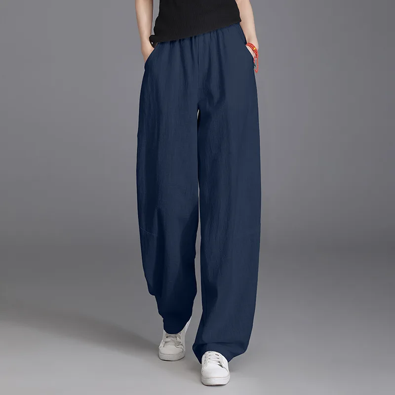 Narrow Slim Cool Pants for Women Custom Linen Cotton New Banana Wide Leg Trousers