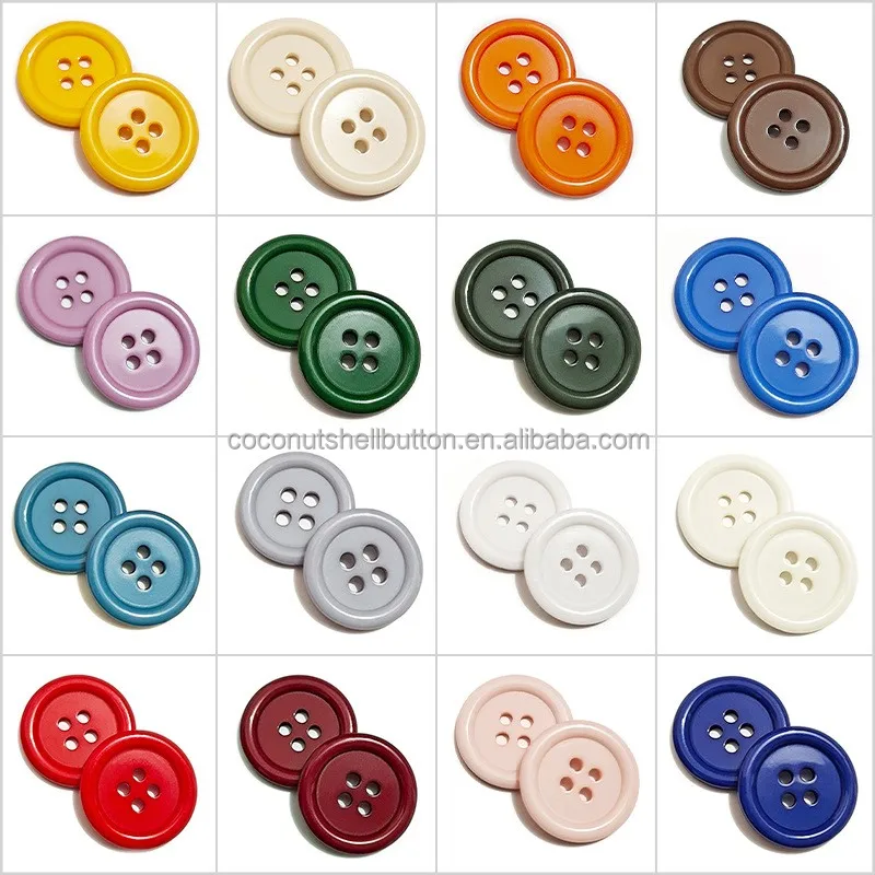 China buttons making machine 20mm 23mm plastic multi colors resin apparel clothing 4 hole buttons