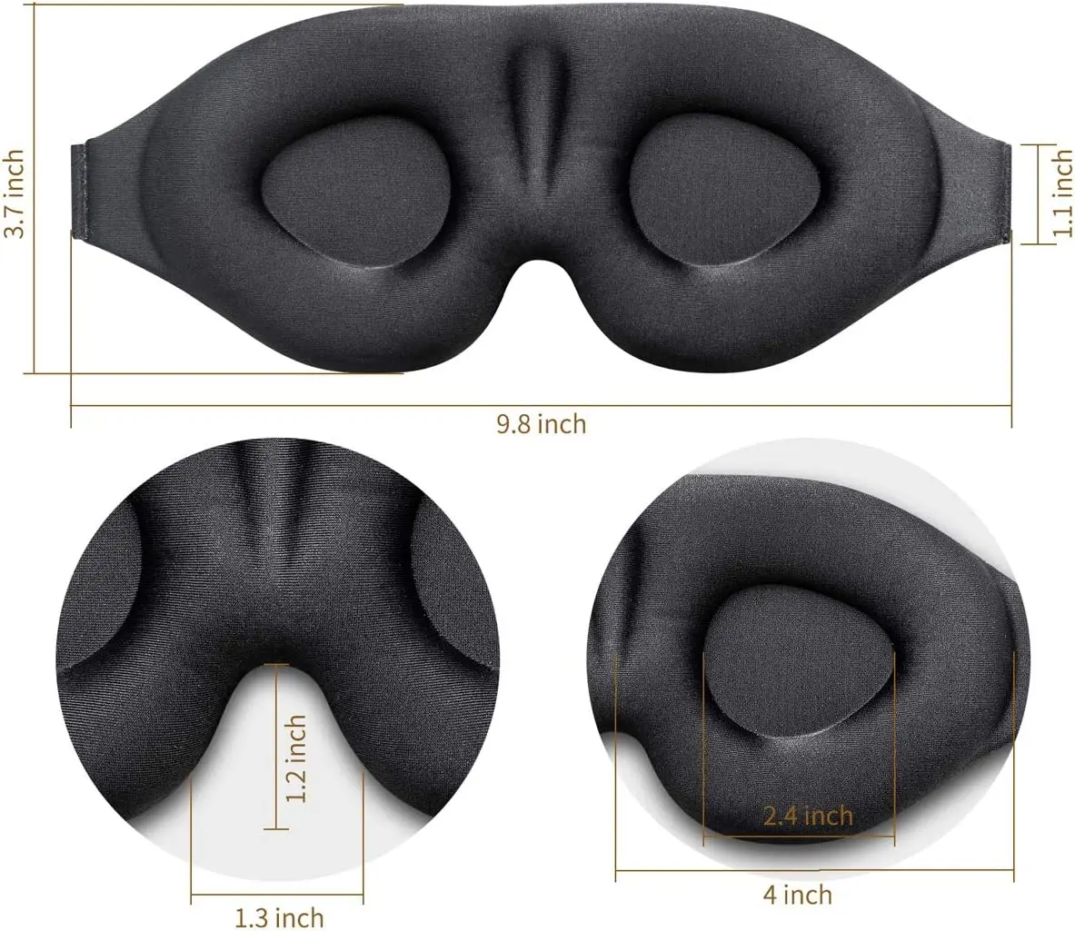 3d маска для глаз 3D контурная пена с эффектом памяти Eyemask черная Дорожная сна