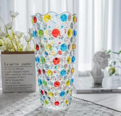 Светлая Роскошная картина в горошек прозрачная водяная питательная ваза гостиной высокий уровень чистая красная декорация для фото