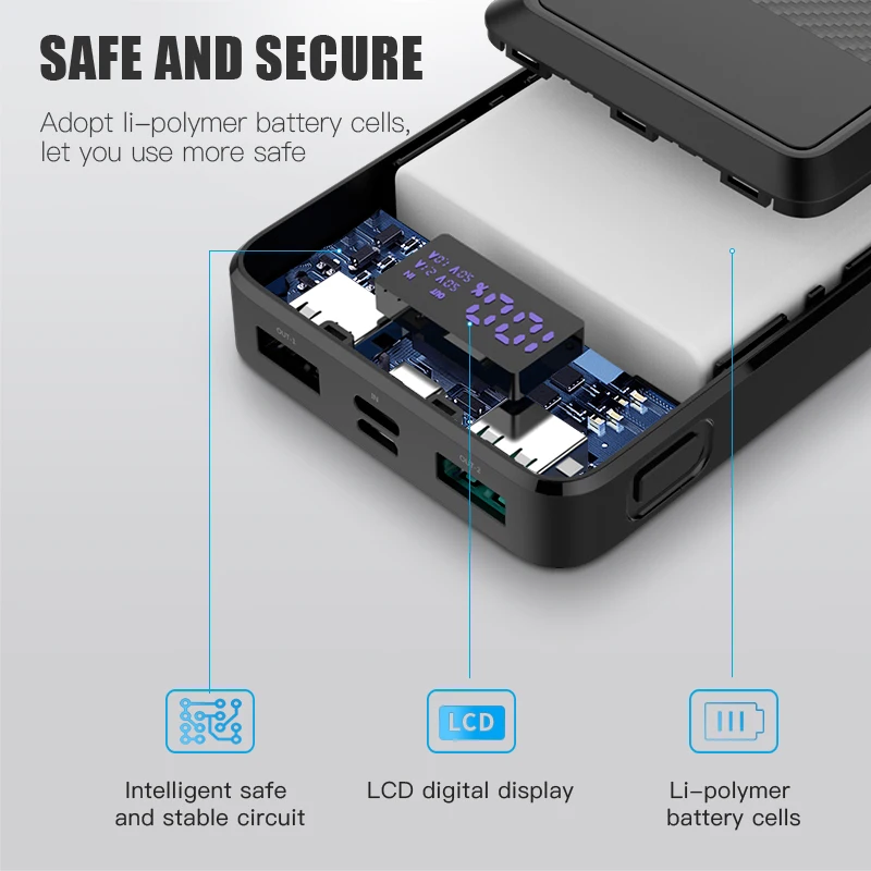  18 Вт портативный тонкий внешний аккумулятор 20000 мАч usb pd со светодиодным