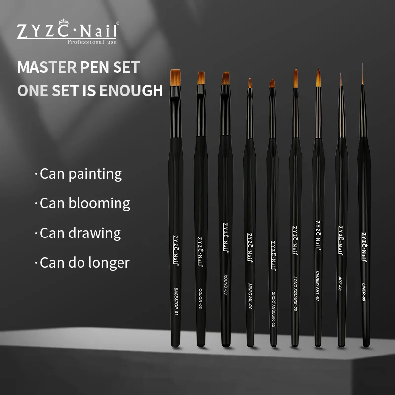 UV gel liner drawing brush design set wholesale custom logo nail art acrylic size 12 manicure supply Beauty Painting Pen Tools
