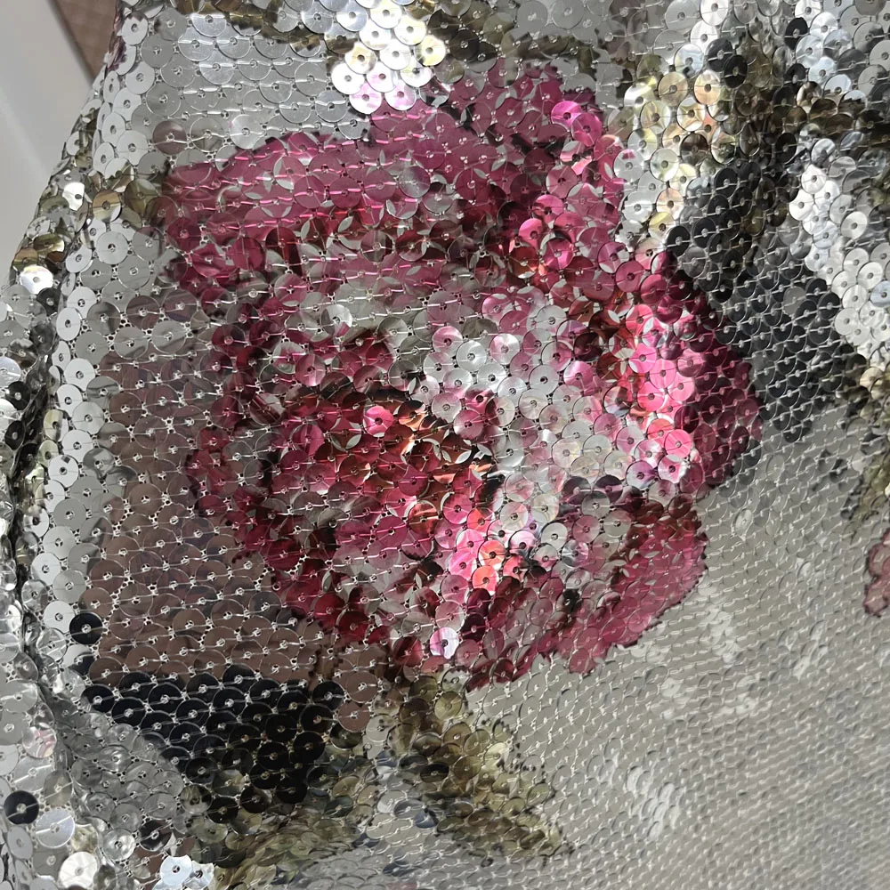 2023 new arrival mesh printed fabric sequin embroidered fabric for party dress