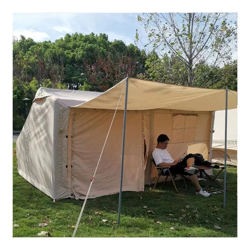 Wholesale 5+ person One Bedroom One Living Room Air Cube House Inflatable-Camping-Tent with Mosquito Screen