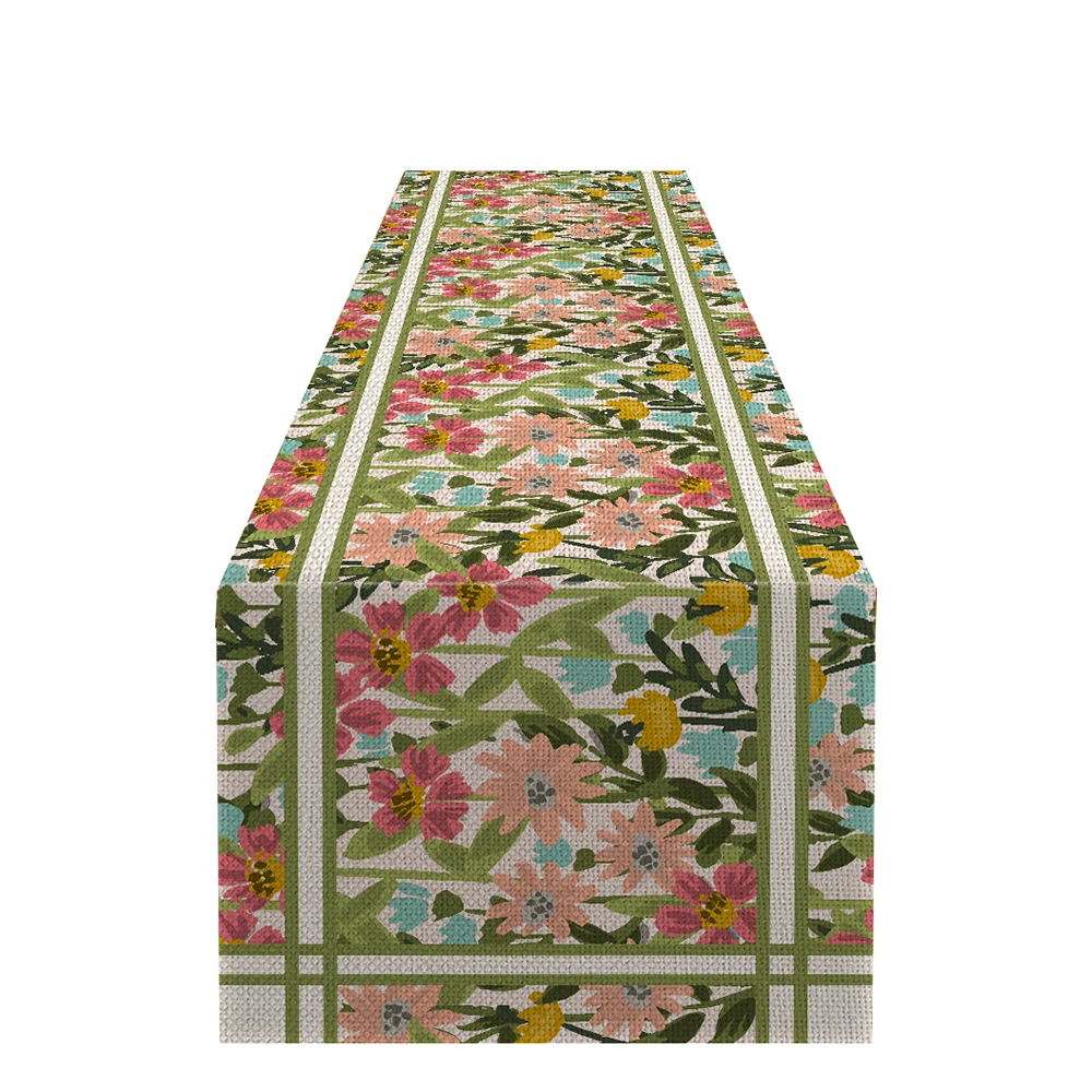 Цветочный дизайн цифровые печатные часы украшенные полиэстеровой льняной композитной нескользящей настольной дорожкой