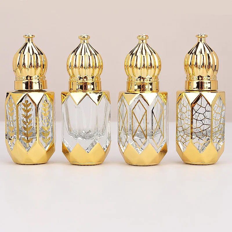 Unique Design Excellent Quality Dubai Attar Empty Roll On Perfume Atomizer With Golden Crown Cap