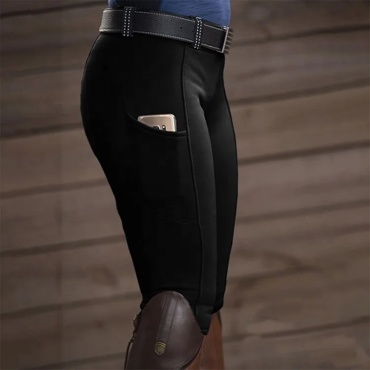 2021 Riding Tights Knee Patch Breeches Equestrian Horse Riding Pants Schooling Tights Zipper Pockets Longines Equestrian