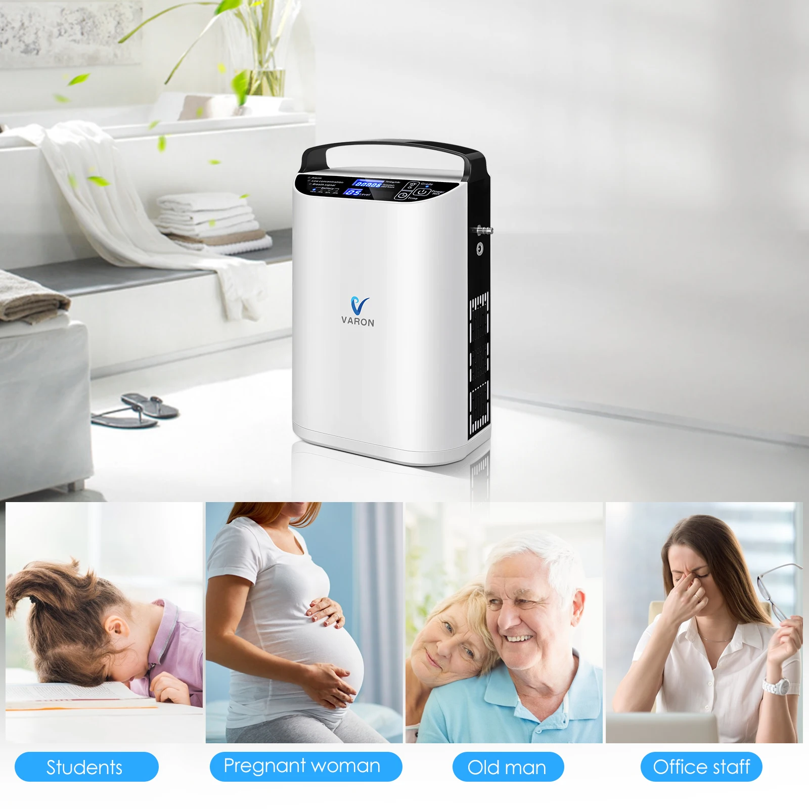 Varon Newest Portable Mini pulse flow Oxygen Concentrator with 93% Concentration Flow with Battery