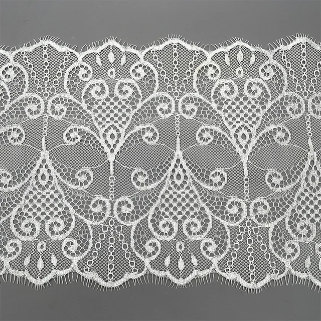 TUTON Custom Guipure French Bridal Width Eyelash Lace Trim for Dress Nylon Oeko-tex 100 Standards Sustainable 15000yds/color DTM