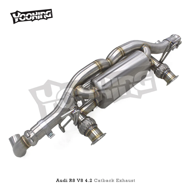 OEM SS304 выхлопные системы Catback для Audi R8 V8 4.2L 2014-2016 Автозапчасти гоночный 3-дюймовый глушитель из нержавеющей стали с клапаном