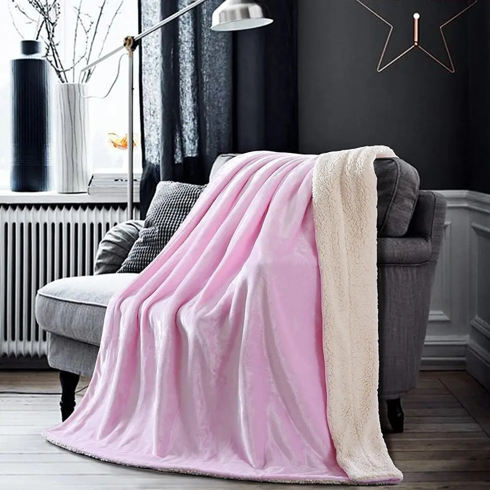 
100% polyester flannel stripe jacquard sherpa throw blanket 