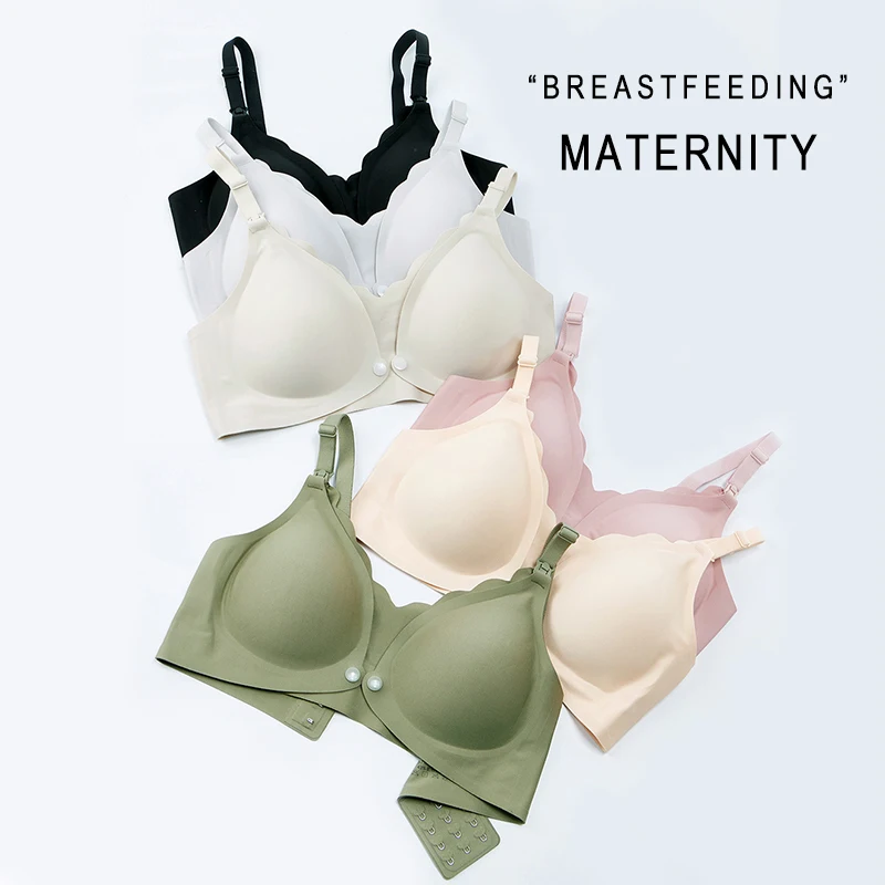 Wholesale M L XL XXL Comfort Seamless Jelly Glued Double Front Open Pregnancy Maternity Nursing Bra for Woman