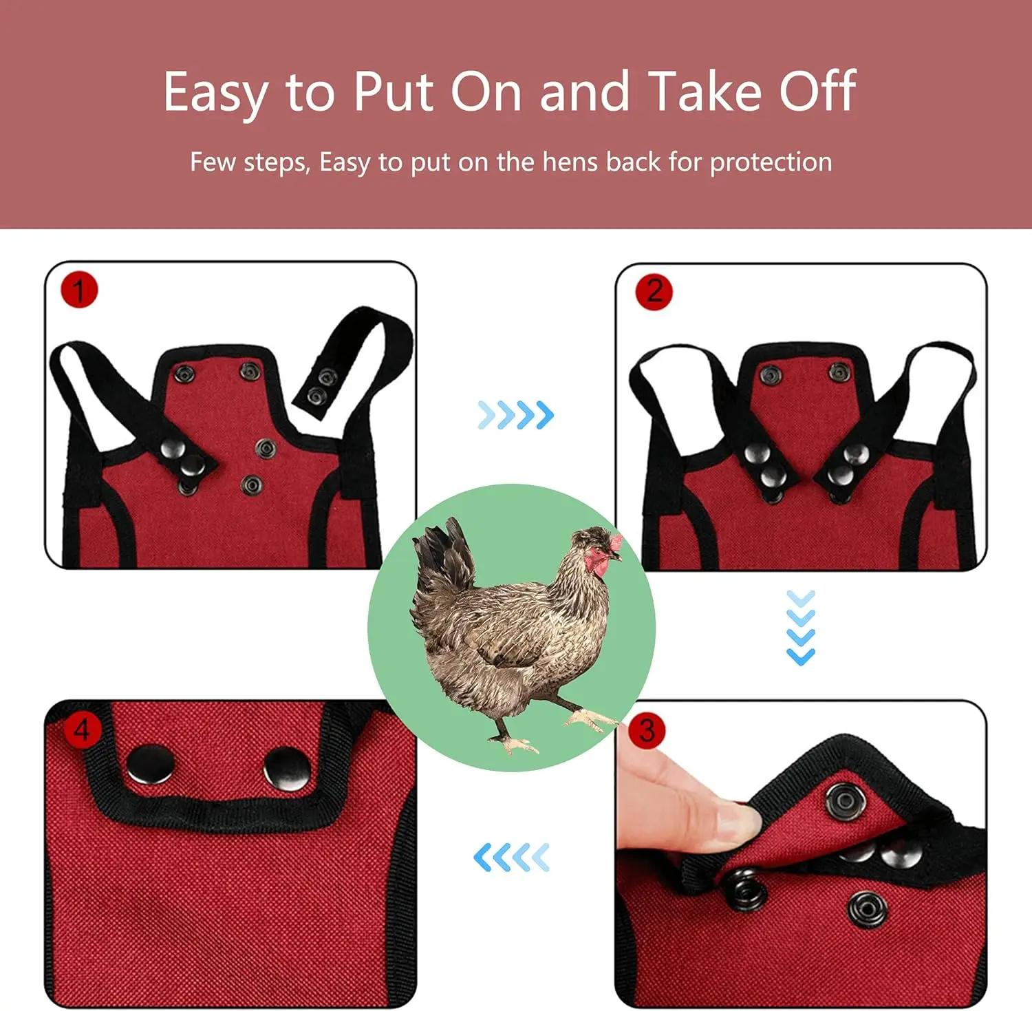 Chicken Saddles with Adjustable Strap Birds Back and Sides Protector Hen Saddle