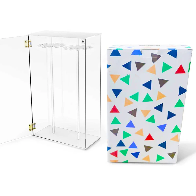 Custom clear acryilc Jewelry Display Rack acryilc Necklace display box With lock for Jewelry Necklace Display Shelf