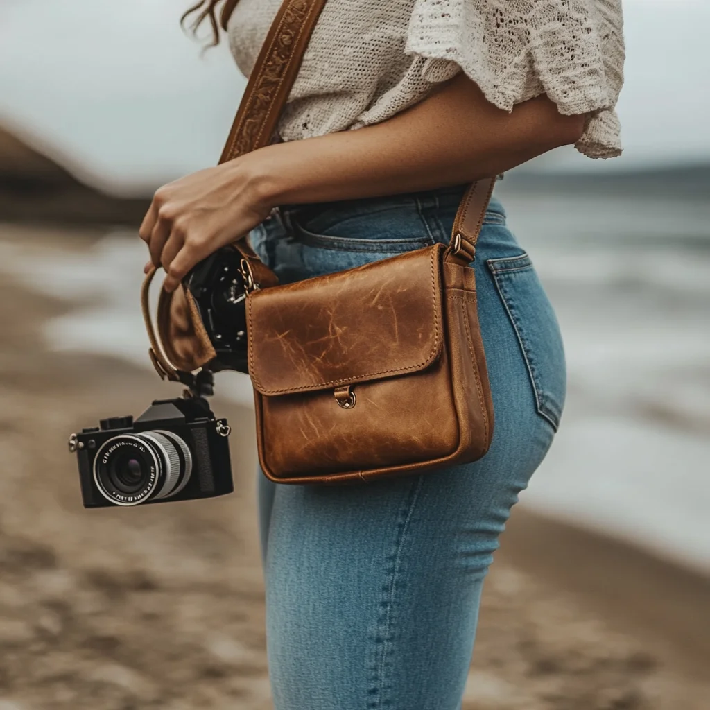 OEM Custom Full grain Leather Camera Equipment Bag Stylish Shoulder Photography Bag Travel Crossbody Dslr Bag