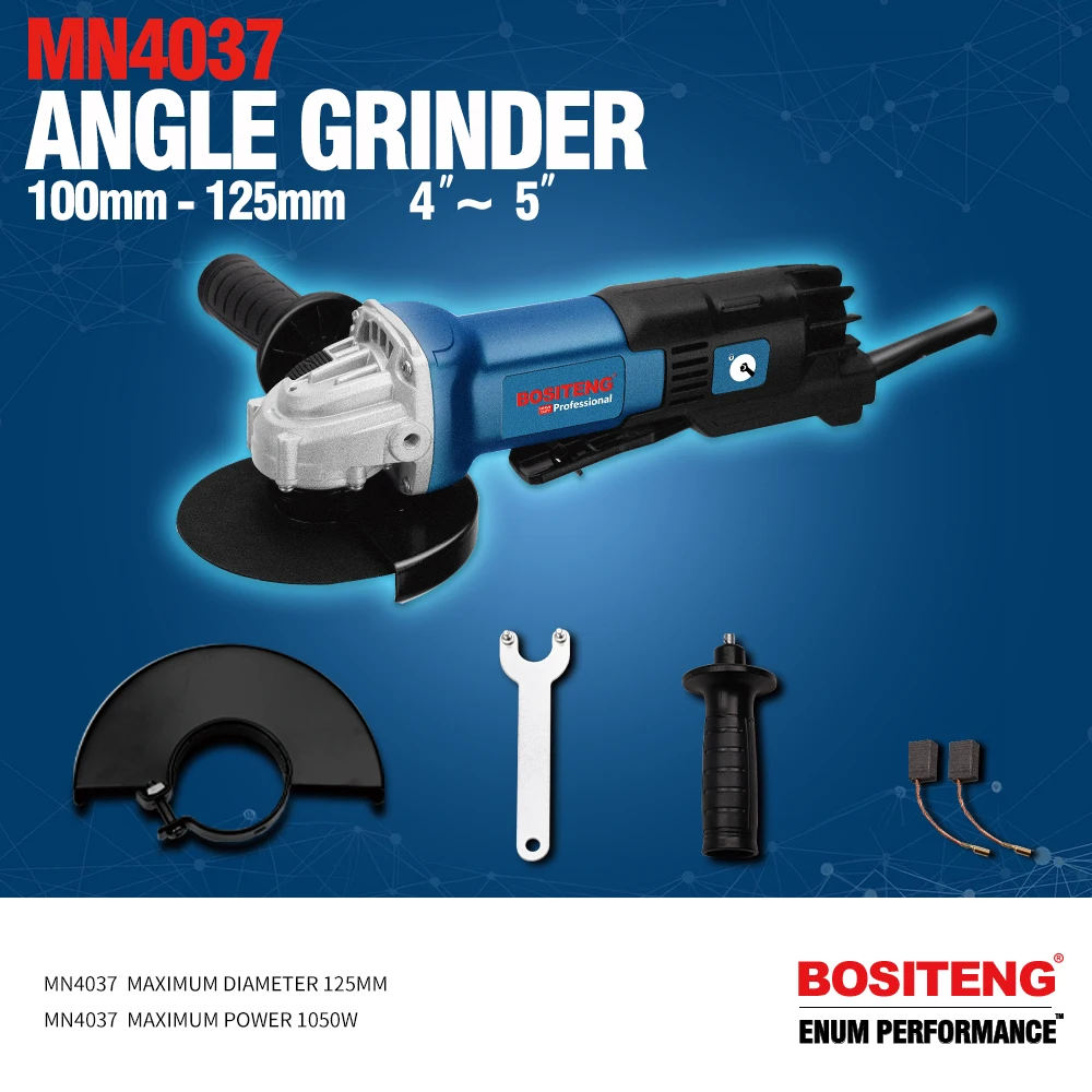 Professional 125mm Electric Angle Grinder Industrial Power Tool for Polishing Cutting & Polish Trigger Switch Type