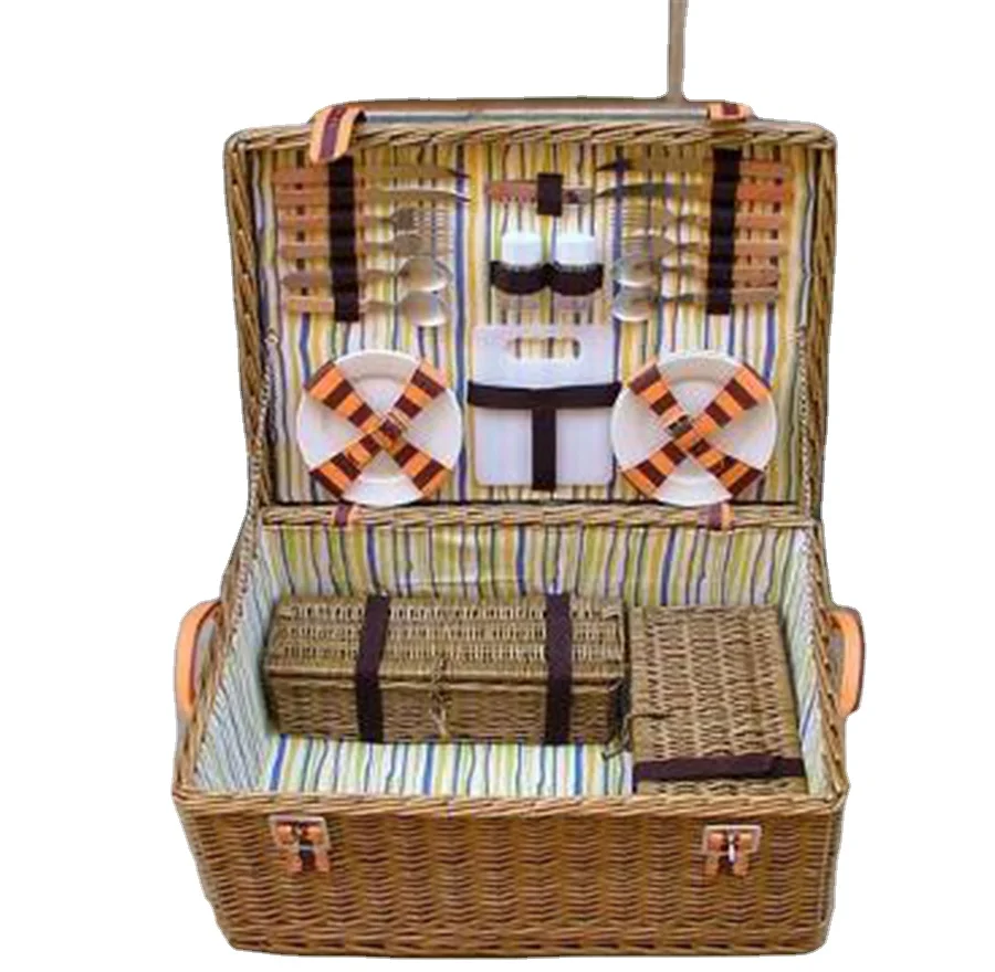 4 Person picnic basket wicker hamper for gift basket