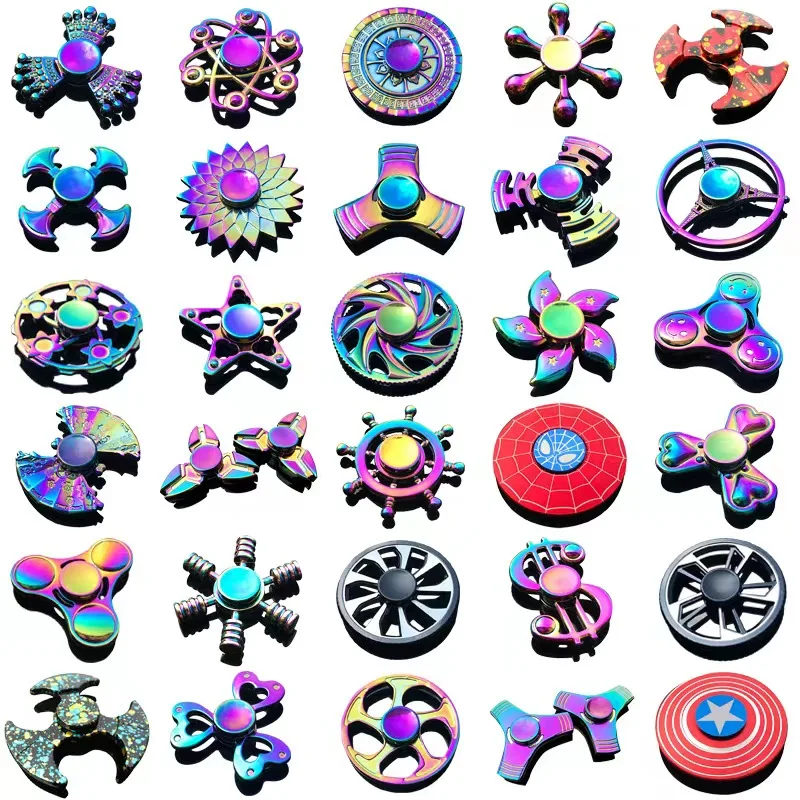 Colorful Finger Spinner Toy Anti Stress Relief Anxiety Christmas Gifts for children adults Push Pop Bubble Fidget Alloy Spinner