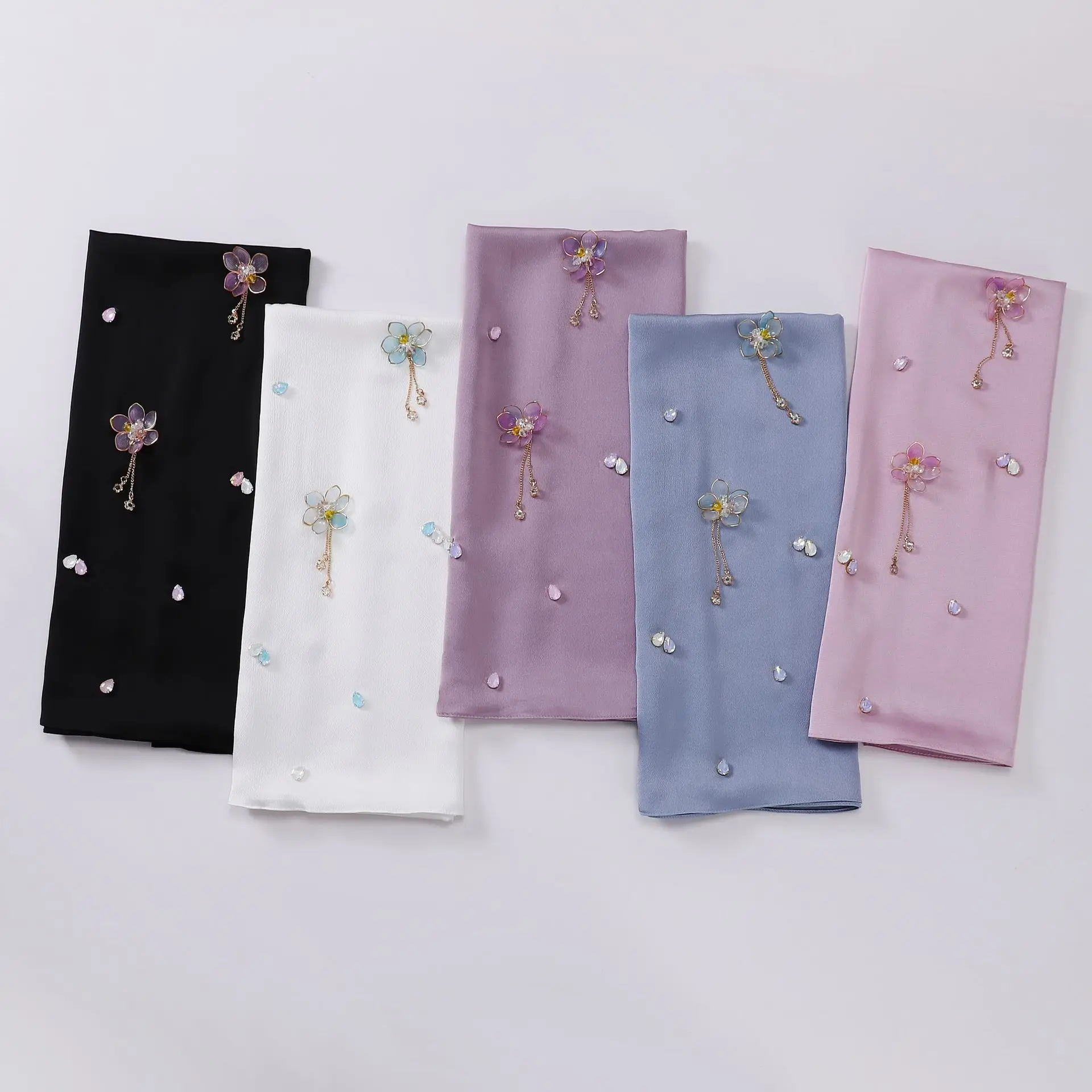 New bubble chiffon hand-stitched flower scarf spot Diamond Malaysian headscarf new style chiffon hijab
