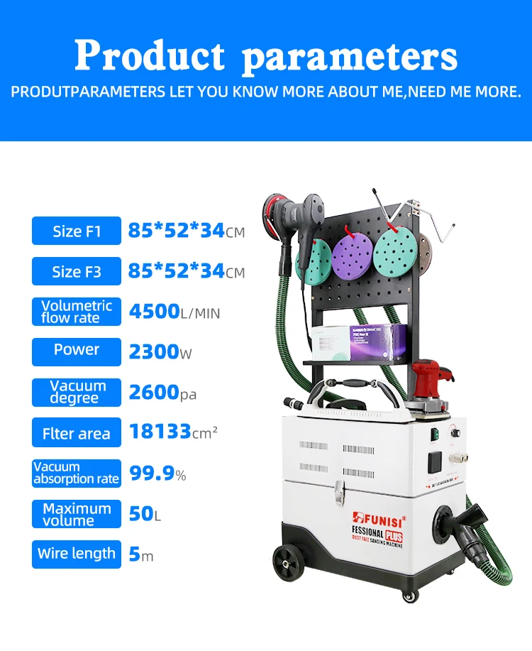 Metal sheet dust free dry sanding machine dust extractor for car repairing