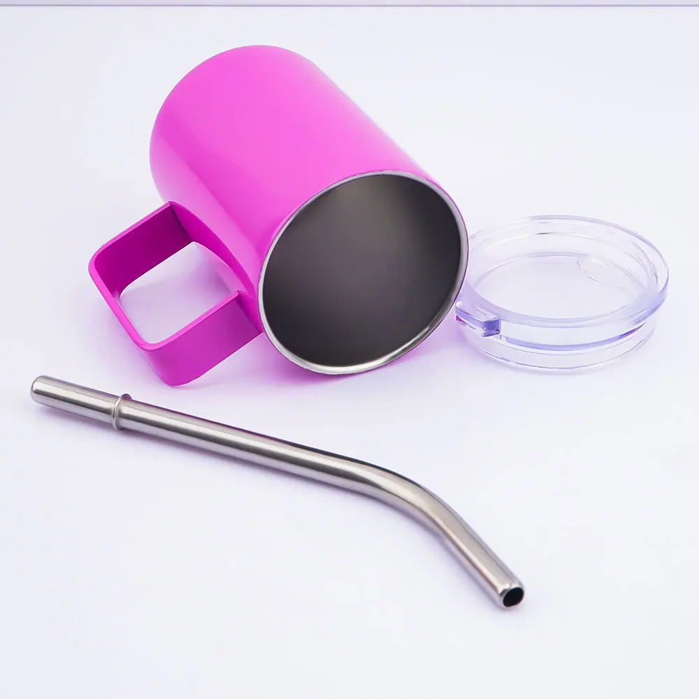 Hot Selling  3oz small glass with handle Stainless Steel Shot Glass 3oz Mini Tumbler With Straw And Lid