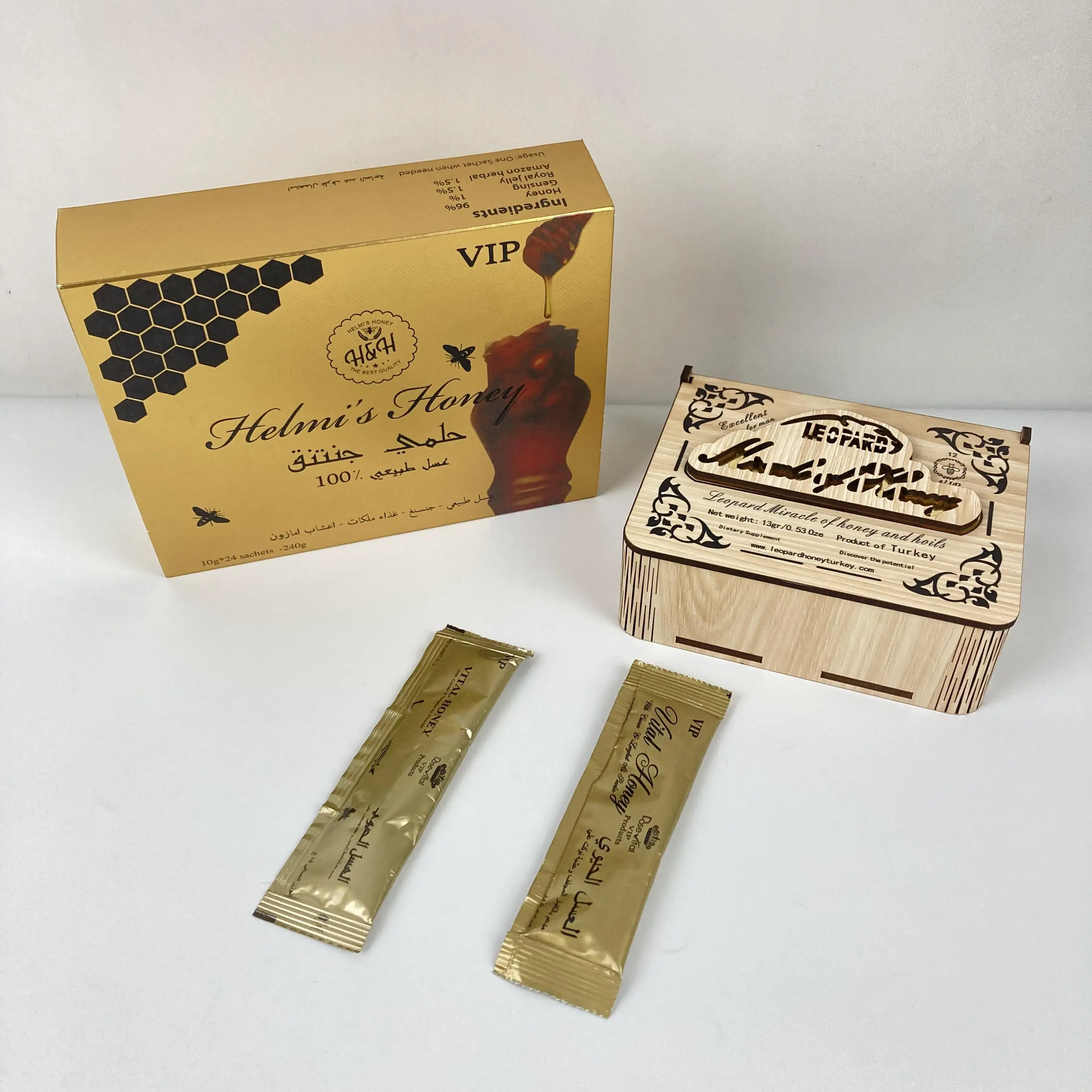 Индивидуальная Золотая печать Vital Vip медовая упаковка Саше цветы HMF Royal Honey для