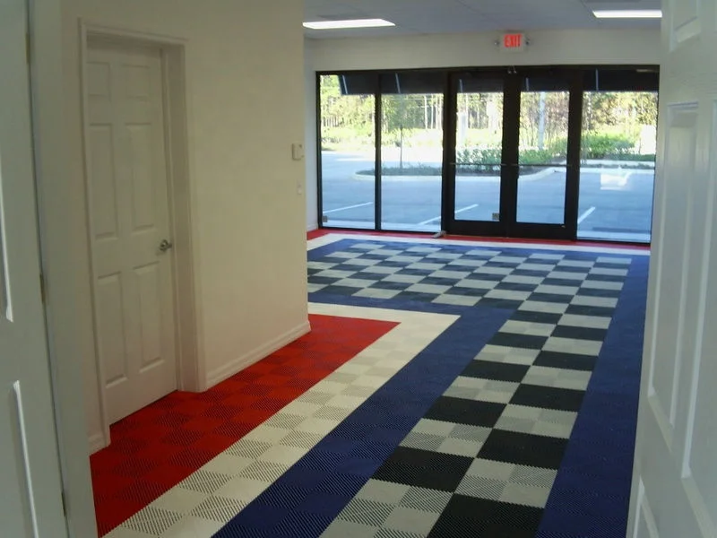 Interlocking Getian PP kindergarten floor terrace plastic car garage floor mat pp rubber tiles