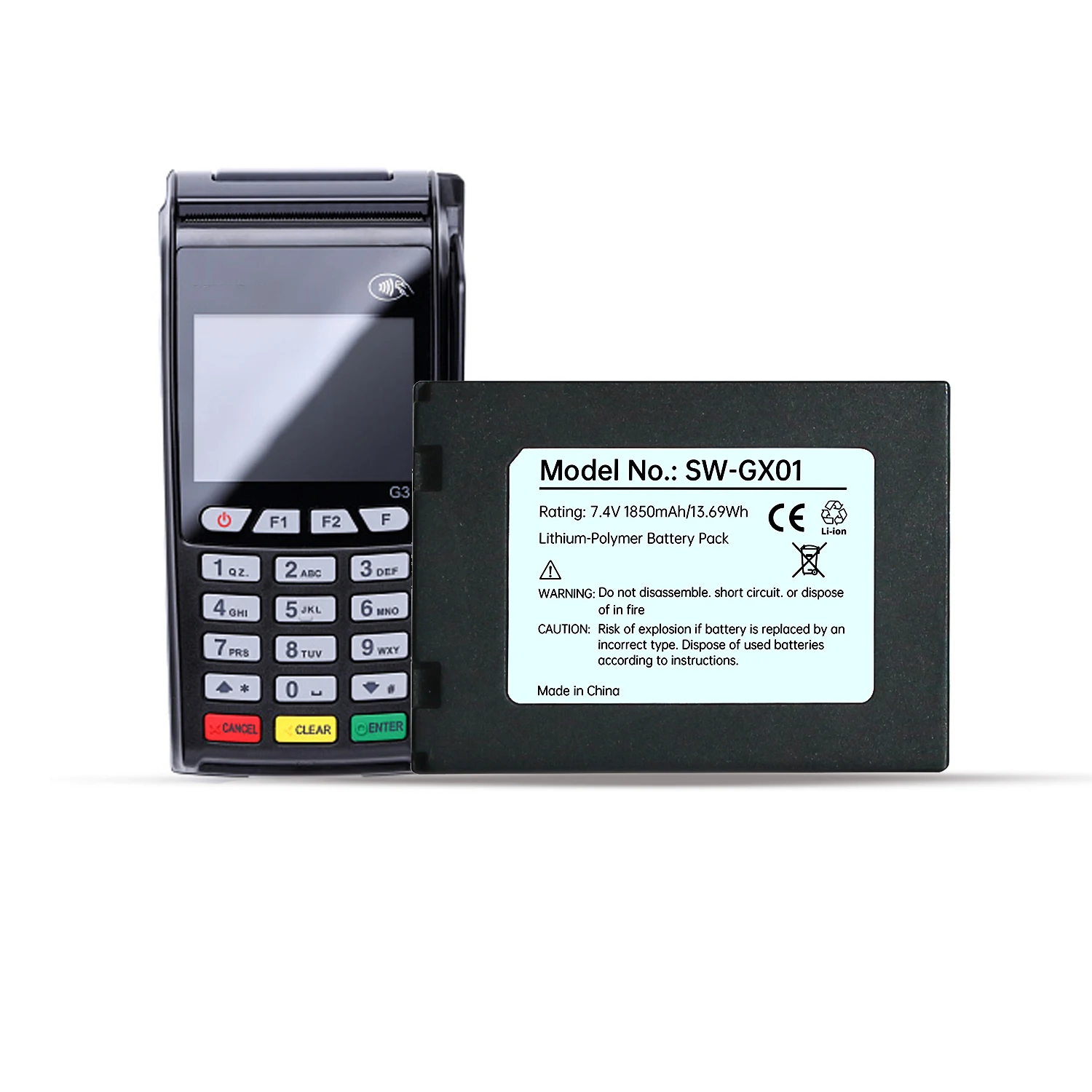 GX01 K370 Battery Pack for Nexgo POS Terminal Bateria 1850mah 7.4v Replacement G870 G3 SWLPB Lithium ion battery