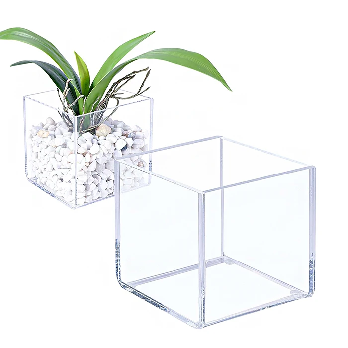 Multifunctional Clear Acrylic Vase Square Acrylic Wedding Table Centerpiece Vase For Party Hotel Decor