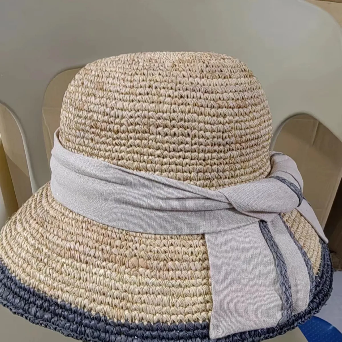 wholesale  the most popular fashion show hat knitted raffia straw bonnet hat bucket beach hat for ladies