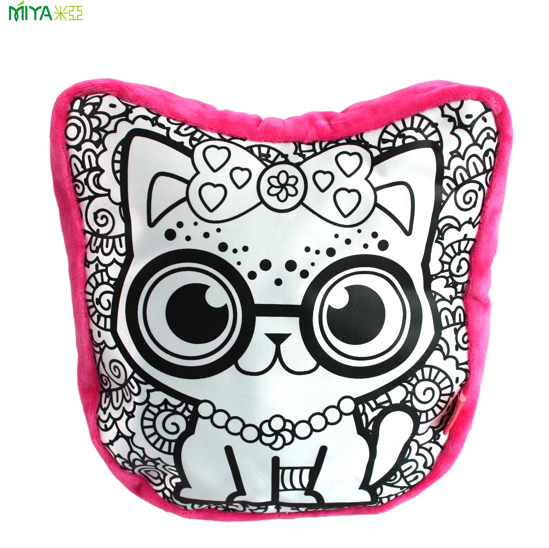 kids diy washable decoration plush satin painting drawing colouring animal shape pillow for children